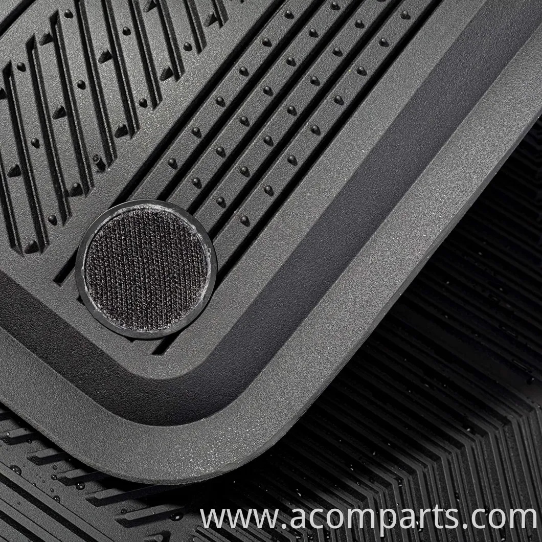 Non-Slip All Season Car Floor Mats, Flexible Rubber, Black